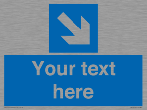 Custom Directional signage blue down right arrow 